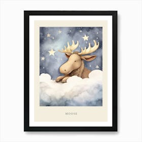 Sleeping Baby Moose Nursery Poster Art Print