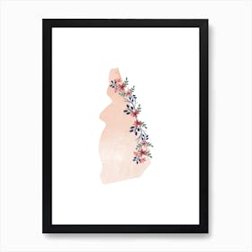 New Hampshire Watercolor Floral State Art Print