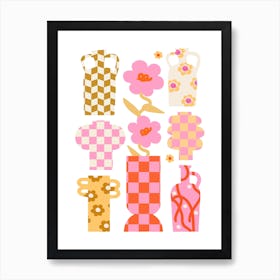 Checkerboard Vases Abstract Art Print Art Print