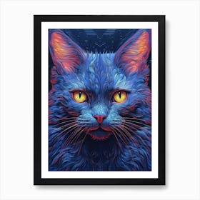 Neon Cat Portrait Art Print