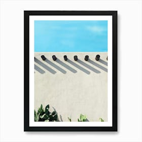 Long Shadows On An Adobe Wall With Cactus Art Print