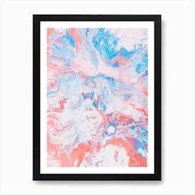 Pink And Blue Abstract Painting Art Print