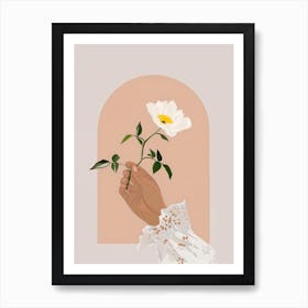 Hand Holding A Flower 1 Art Print