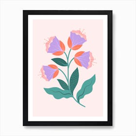 Abstract Purple Flowers Art Print