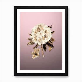 Gold Botanical Rhododendron Flower on Rose Quartz n.0949 Art Print
