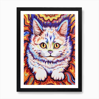 Louis Wain Cat Art Print Kitsch Cat Painting Psychedelic 