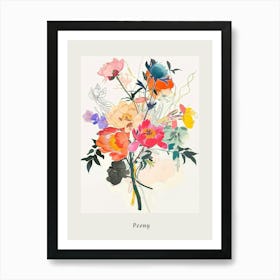 Peony 1 Collage Flower Bouquet Poster Art Print