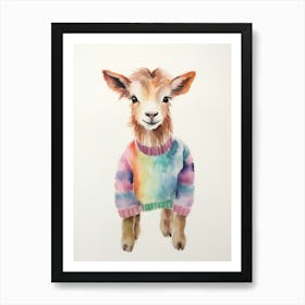 Baby Animal Watercolour Goat 3 Art Print