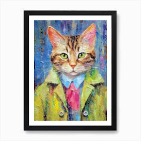 Dapper Cat Dreams; Stylish Strokes In Oil Art Print