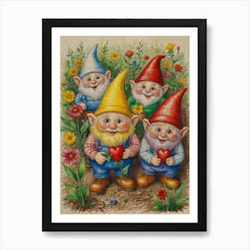 Gnomes In The Garden Art Print