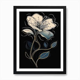 Lilies Line Art Flowers Illustration Neutral 9 Art Print