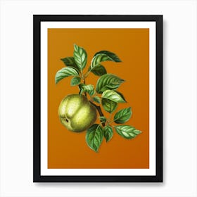 Vintage Apple Botanical on Sunset Orange n.0265 Art Print