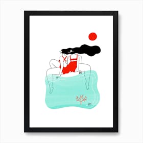 Two Red Swimmers Art Print