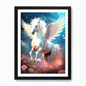 White Horse With Wings Art Print