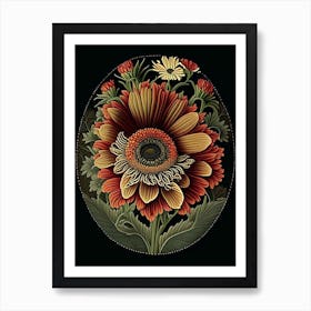 Gerbera 2 Floral Botanical Vintage Poster Flower Art Print