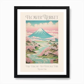 Flower Market Mount Fuji In Fuji Hakone Izu National Park, Japanese Landscape 2 Poster Art Print