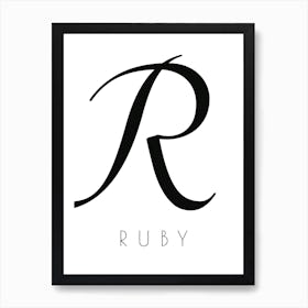 Ruby Typography Name Initial Word Art Print