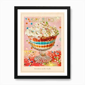 Rainbow Layered Jelly Trifle Retro Collage 2 Poster Art Print