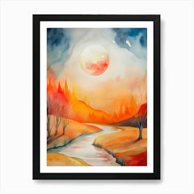 Watercolor Landscape Painting 8 Art Print