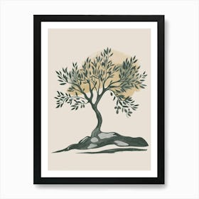 Olive Tree Minimal Japandi Illustration 2 Art Print