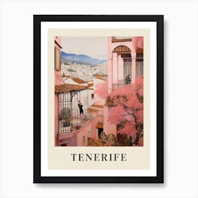 Tenerife Spain 3 Vintage Pink Travel Illustration Poster Art Print