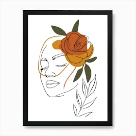 Portrait Of A Woman With Flowers 3 Art Print