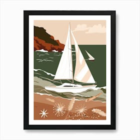 Sailboats On The Beach 1 Art Print