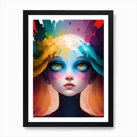 Girl With Colorful Hair 1 Art Print