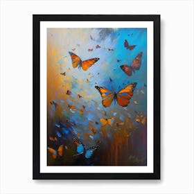 Butterfly In Migration Oil Painting 1 Art Print