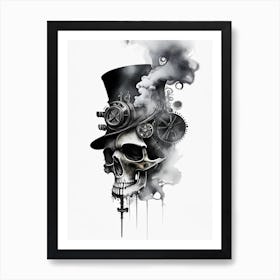 Skull With Watercolor Effects 2 Stream Punk Art Print