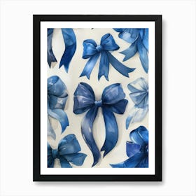 Blue Lace Bows 3 Pattern Art Print