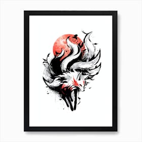 Kitsune Nine Tailed Fox Art Print