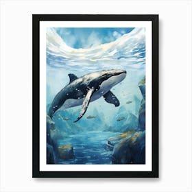 Minke Whale Realistic Illustration 1 Art Print