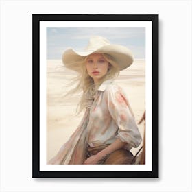 Cowgirl On Beach 1 Art Print