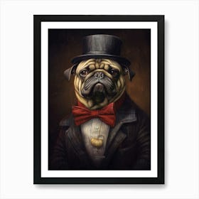 Gangster Dog Pug Art Print