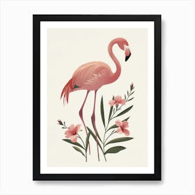 Chilean Flamingo Oleander Minimalist Illustration 1 Art Print