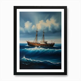 Sailing Ship In The Sea Art Print