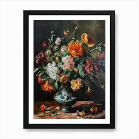 Baroque Floral Still Life Celosia 4 Art Print