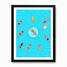 Swimmers Dance Pool  Art Print