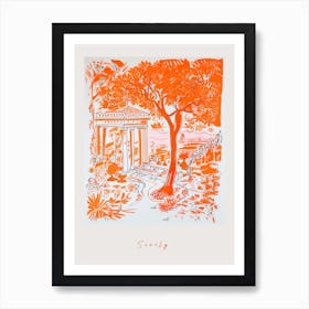 Sicily Italy Orange Drawing Poster Art Print