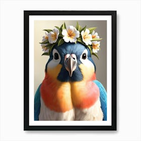 Bird With Flower Crown 2 Art Print