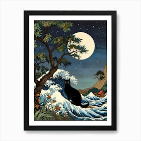 William Morris Great Wave Cat Art Print