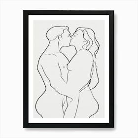 Kissing Nude Couple Art Print