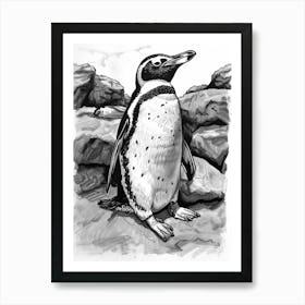 King Penguin Sunbathing On Rocks 2 Art Print