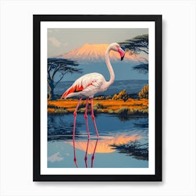 Greater Flamingo East Africa Kenya Tropical Illustration 4 Art Print