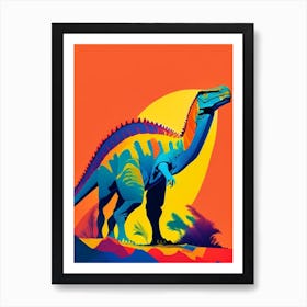 Sauroposeidon Primary Colours Dinosaur Art Print