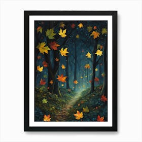 Autumn Leaves In The Forest Affiche