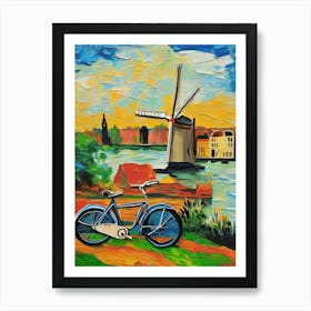 Wall painting print, Amsterdam, Netherlands, landscape art, Van Gogh style, fine art..255 Art Print