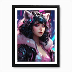 Anime Girl With Cat Ears Art Print