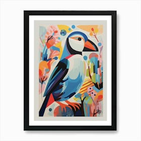 Colourful Scandi Bird Puffin 4 Art Print